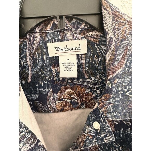 Westbound Women's Jean Jacket  Size M Whimsy Retro Multicolor Floral Tapestry - Picture 2 of 7